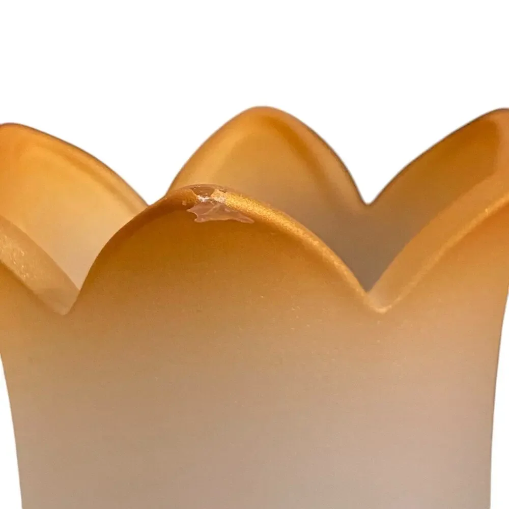 NIB Vintage Partylite P7233 Golden Candle Holders Set of 3 Frosted Glass